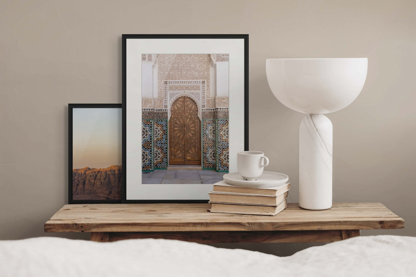 Moroccan Door photography print by Erica Goldemberg in a bedroom mockup